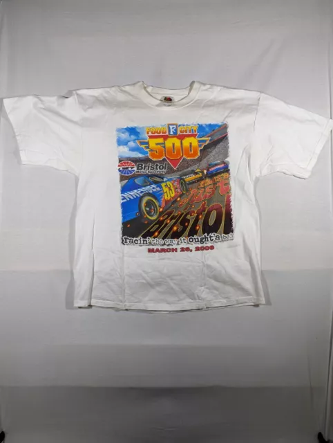 Nascar Food City 500 Bristol Motor Speedway T-Shirt Mens 2XL White Vintage 2006