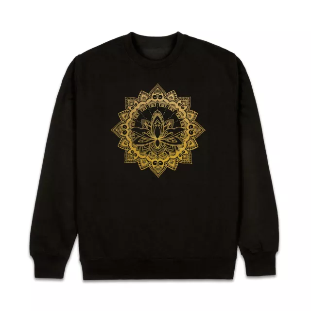 Lotus Mandala Sweatshirt Hindu Gold Tattoo Printed Mens Women Jumper Sweater Top