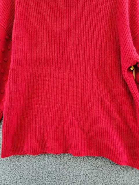 CECE 3D Polka Dot Sweater Women's XL Luminous Red Crew Neck Long Sleeve Pullover 3