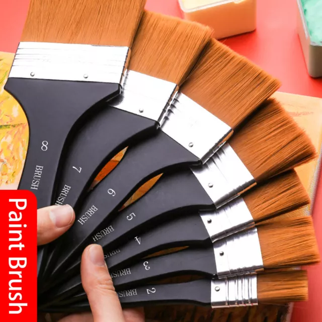 Artist Flat Paint Brush For Acrylic Oil Painting Watercolor Large Brushes Set E