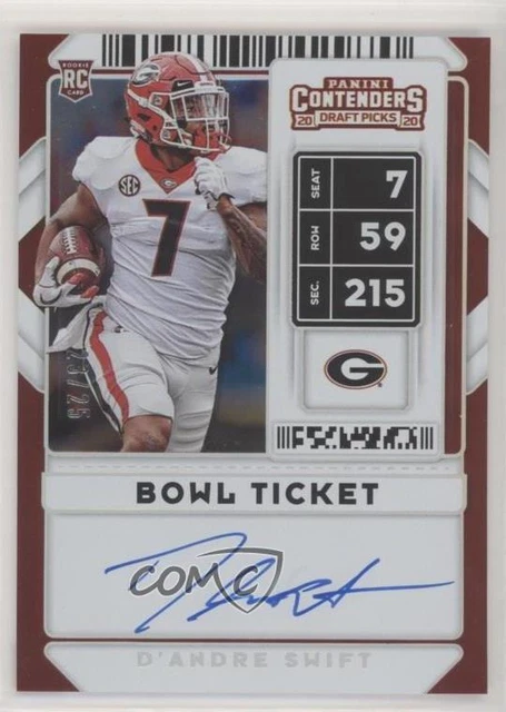 2020 Panini Contenders Draft Picks Bowl Ticket /25 D'Andre Swift Rookie Auto RC