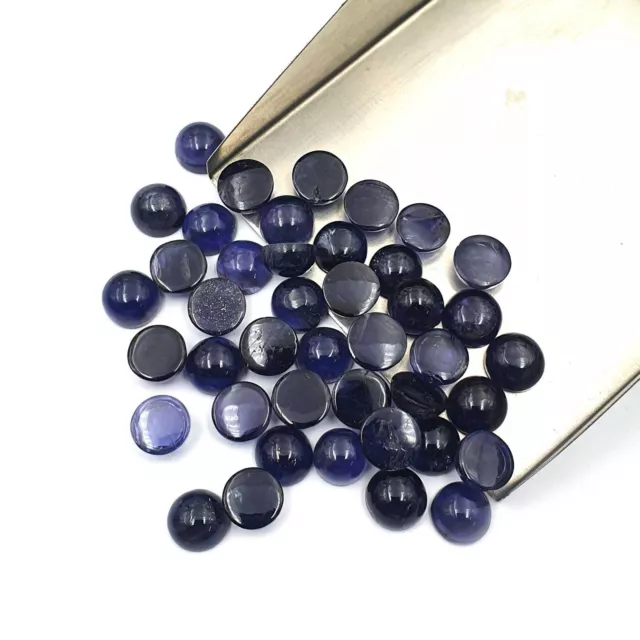 Naturel Iolite Rond Cabochon Desseré Pierre Précieuse Lot 9 Pièces 9 MM 25 CT 3