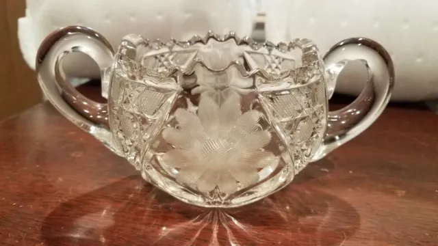 American brilliant cut crystal 4" wide sugar bowl sawtooth edge, beautiful!