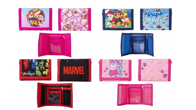 Borsa Portafoglio Tripieghevole Bambini Peppa Marval Paw Patrol Nuovissima