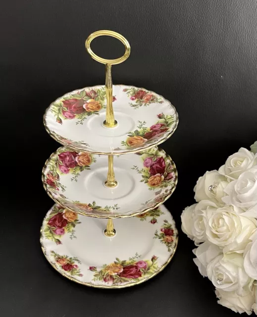 Royal Albert Old Country Roses Mini High Tea 3-tiered Cake Stand, 25cm High