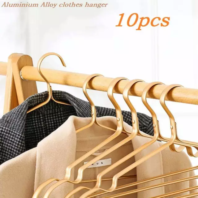 10Pc Metal Clothing Hangers Anti-slip Aluminium Alloy Drying Rack Coat Hanger.