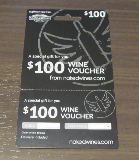 Omaha Steaks $100 Wine Voucher / Gift Card Nakedwines.com