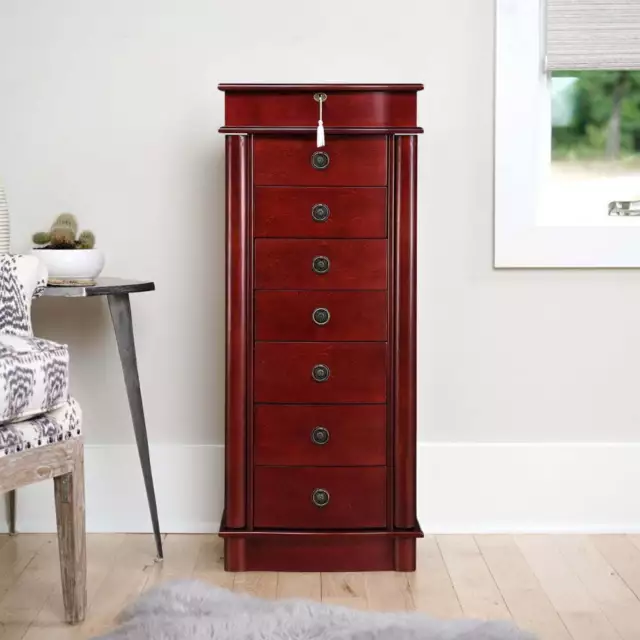 Freestanding Jewelry Armoire Jewelry Chest - Cherry