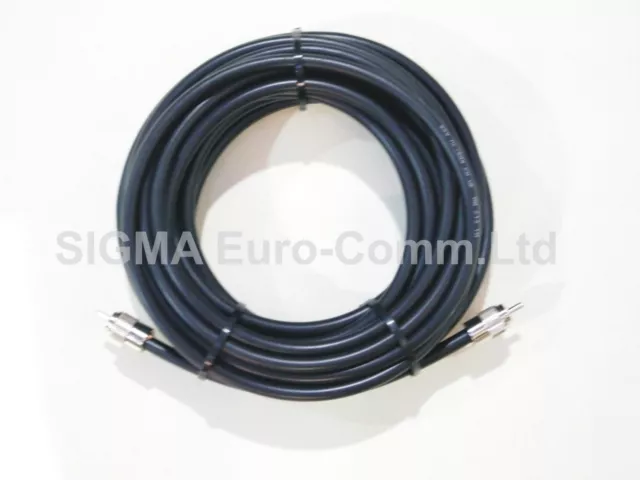 RG213 Low Loss 50 Ohm Coaxial Cable 20m Fitted With 2 x PL259 Male Connectors