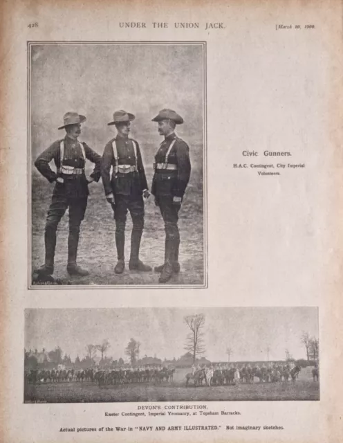 1900 Print Boer War Civic Gunners H.a.c Contingent - Exeter Imperial Yeomanry