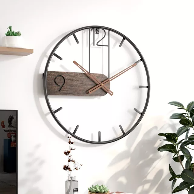 Iron Wall Clock Big Size 3D Nordic Metal round Large Wall Clocks Decoration