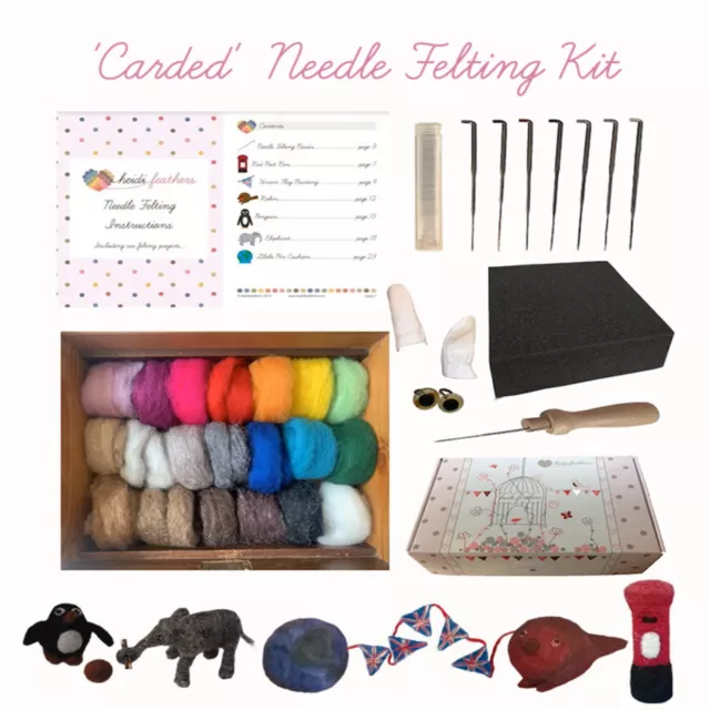 Heidifeathers® Needle Felting Kit - 'Carded Sliver Wool'  Easy Fast Felting Wool