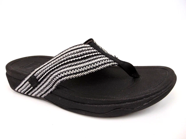 FitFlop Surfa Sandals Thong Toe Post Wedge Fabric Slip On Womens Size 9.0 M,