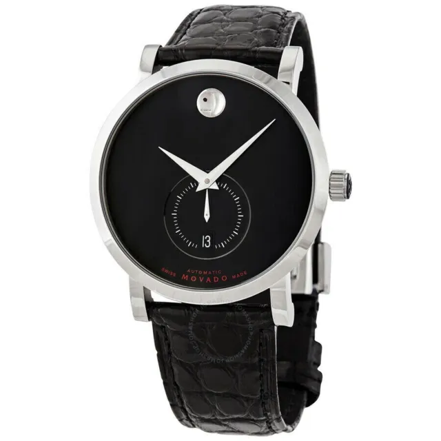 Movado Swiss Red Label Automatic Black Dial Men's Date Watch 0607370
