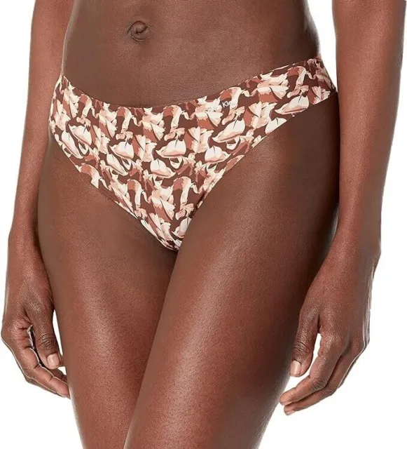 New Calvin Klein Women's Invisibles Seamless Thong Panty Brown Size XL