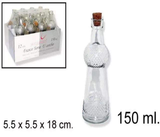 Relaxdays Set 25 Bottigliette in Vetro per Bomboniere, Bottiglie da 50 ml,  Barattolini con Tappo, Trasparente