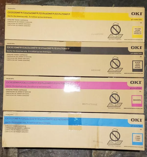 OKI Genuine Complete  Toner Set For CX3535 CX4545  ES9460 ES9470  CMYK Sealed