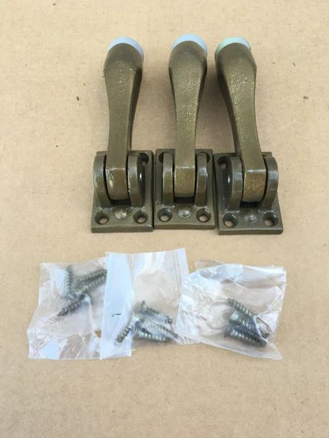 Vintage Kick Down Door Stop Holder 5" Brass Painted (3 PK)