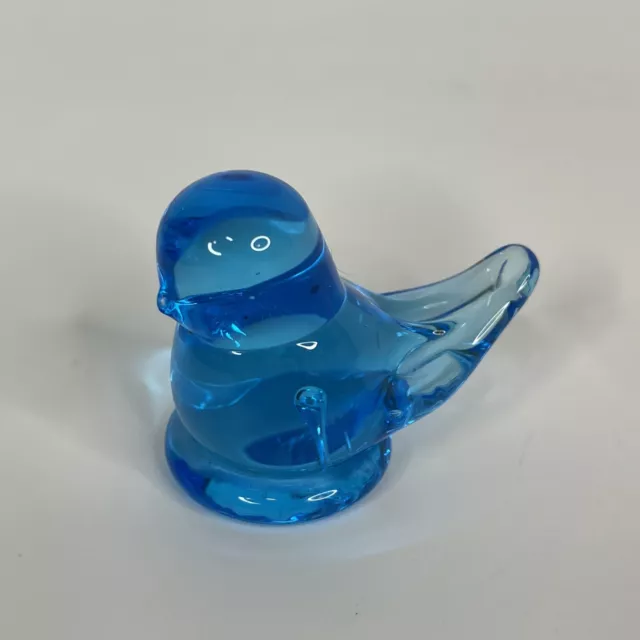 Blue Bird Of Happiness Vintage Glass Figurine Handmade Signed  Ron Ray 1992