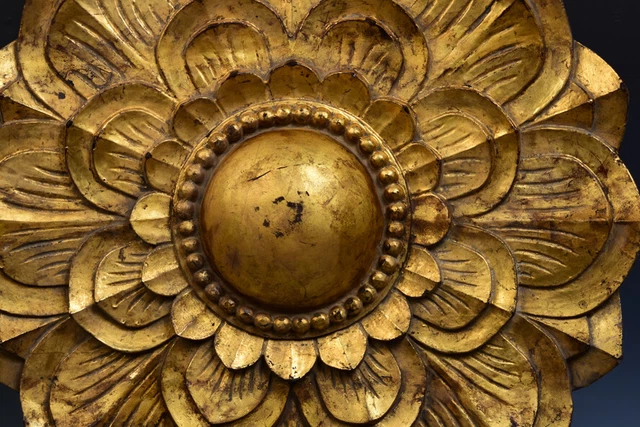 19th Century, Mandalay, Large Antique Burmese Wooden Flower Decoration 3