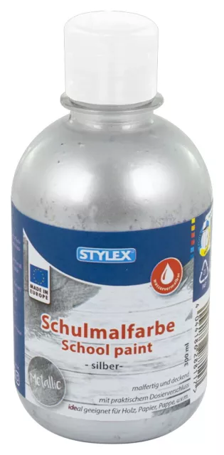 Stylex Schulmalfarbe 300 ml Silber-Metallic