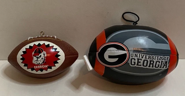 Vintage Uga Georgia Bulldogs - Christmas Tree Football Ornament Lot X 2