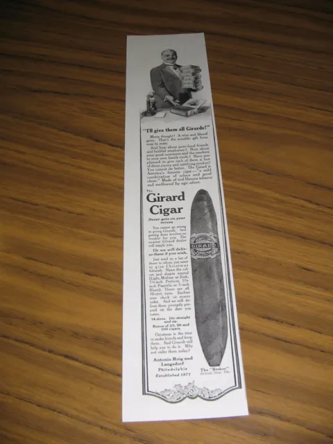1915 Print Ad The Girard Cigar Real Havana Tobacco Philadelphia,PA