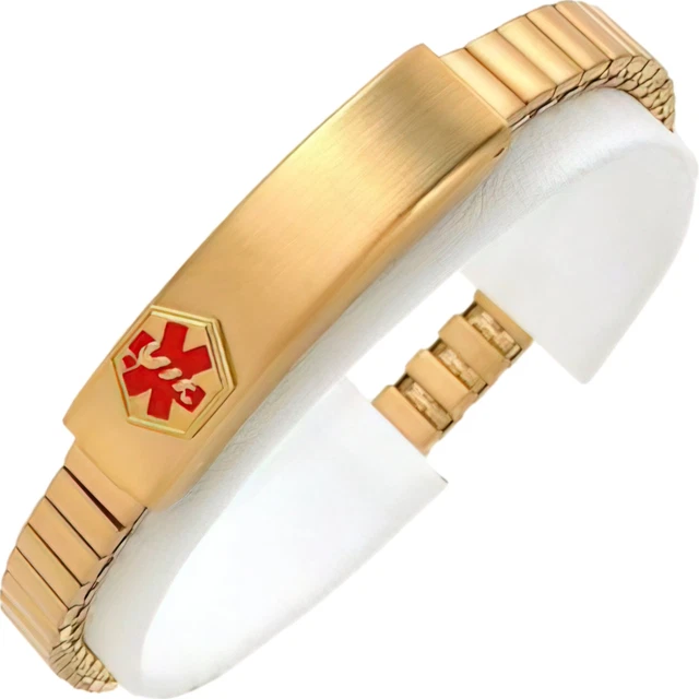 Bracelet Medical ID Alert Engravable Jewelry 7" Gold