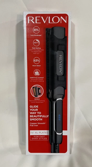 Revlon Copper Smooth Flat Iron - 1 1/2”  XL Ceramic Styling Plate #1858