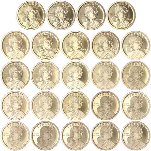 2000-2023 S Native American Sacagawea Proof Dollar Run Gem DCam 24 Coin Set