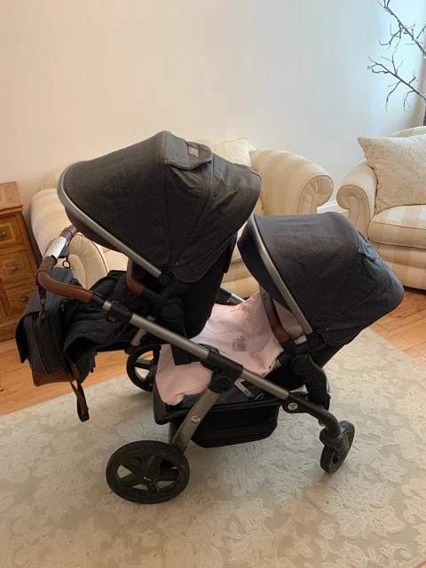 Silver Cross Wave, Granite, double pushchair/pram combination.