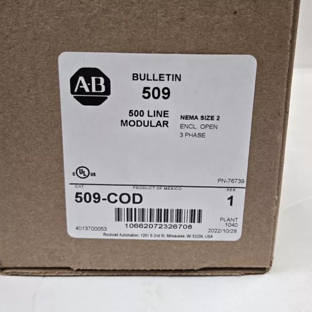 New Allen Bradley  509-COD  Series 1 |  NEMA Non-Reversing Starter