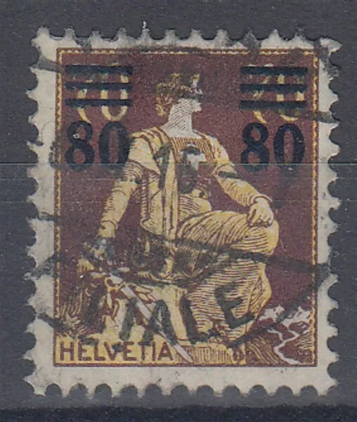 SWITZERLAND 1915 80c on 70c SITTING HELVETIA USED (ID:505/D60429)