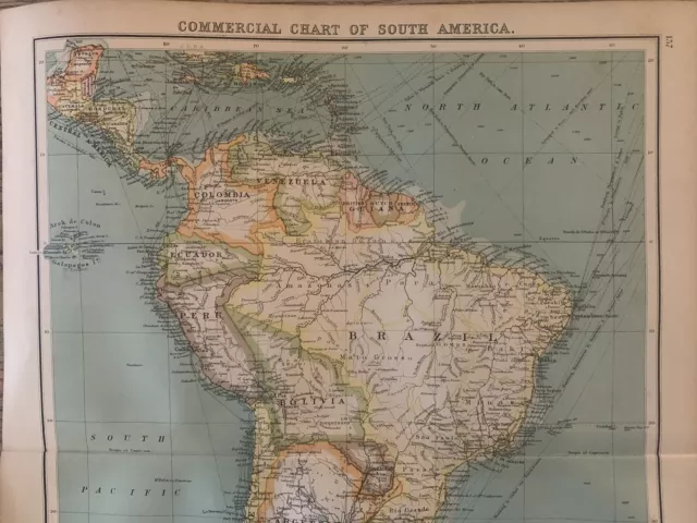 1902 South America Original Antique Map by John Bartholomew 2