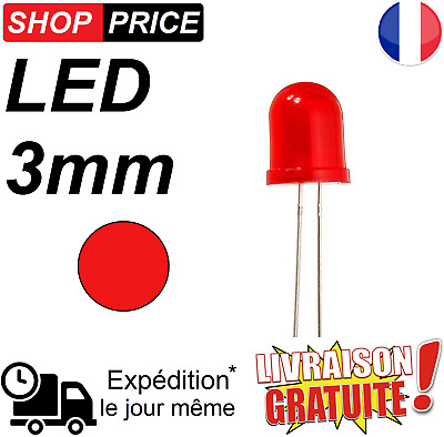 LED Diode rouge 3 mm haute luminosité red LED (NEUF)