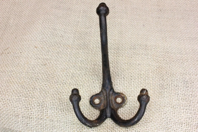 Triple Coat Hook school farm house decorated old rustic cast iron vintage 1880’s