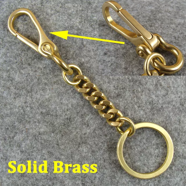 Solid Brass Key Chain Holder Keyrings Bag Wallet Chain Keychains With Snap Hook 2