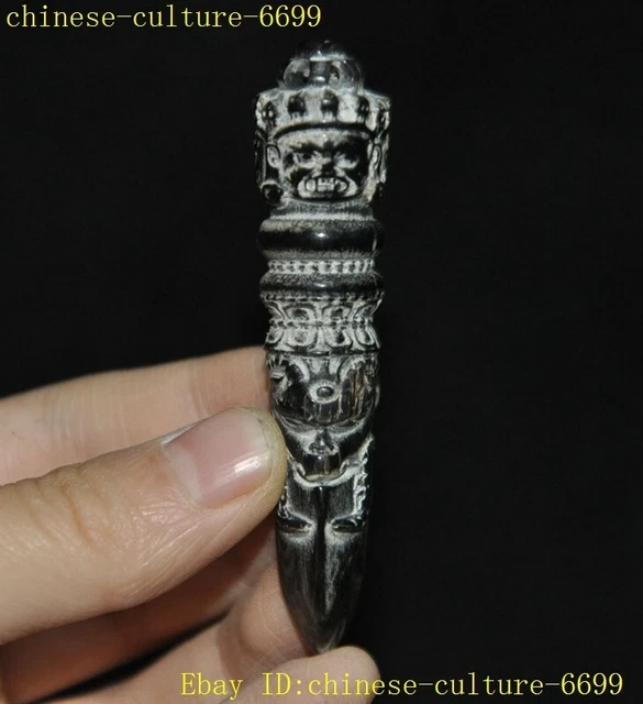 old Tibet Ox horn Bull horns Carved Mahakala Vajra Phurpa Dagger equipment faqi