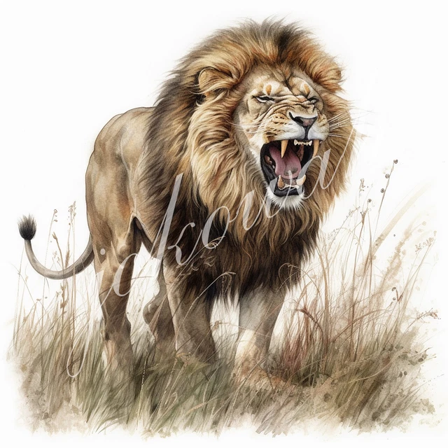 Deko Wandbild Bild Fliese Dekofliese Afrika Tiere Brüllender Löwe Raubtier Katze