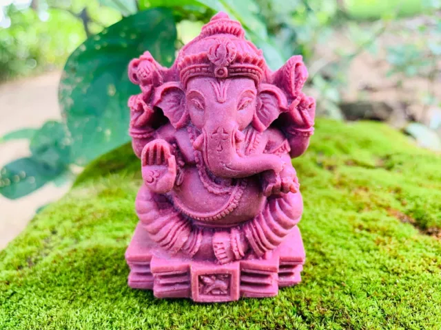 Ganesha Pink stone statue Small Ganesh figurine Ganapathi Mini Idol family gifts