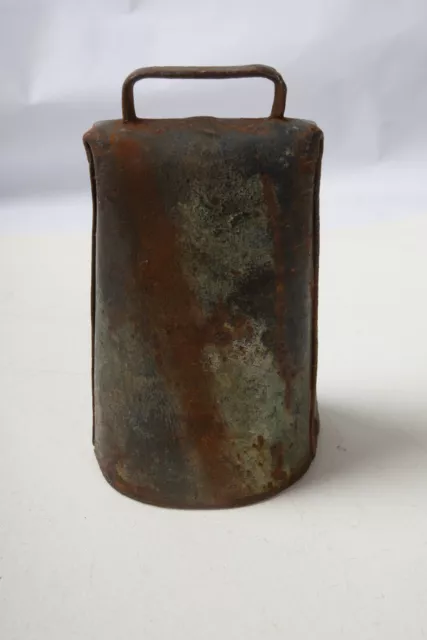 Antique Riveted Steep Cowbell Goat Bell Round (E4L) 5.5" Rustic Patina