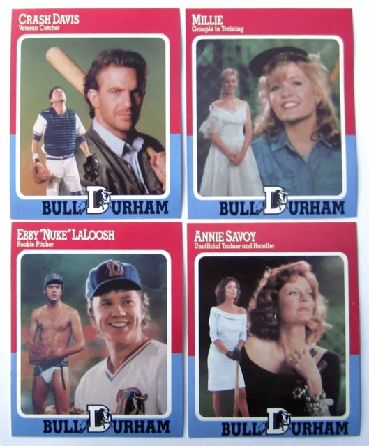 BULL DURHAM Movie BASEBALL CARD Set of 4 Cards KEVIN COSTNER Crash Davis 1988