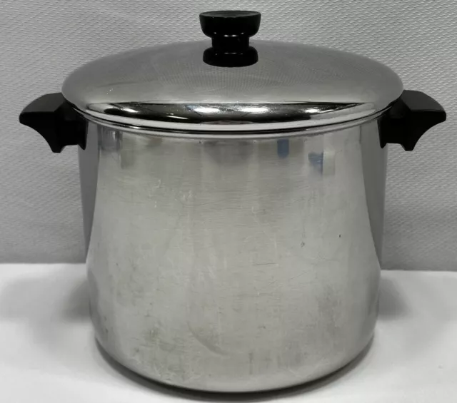 Revere Ware 8 Qt Stock Pot wLid Stainless Steel Tri-Ply Disc Bottom Clinton USA