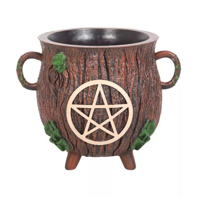 Cauldron Shape Pentagram Bark Effect Resin Plant Pot Gothic Wicca Pagan Alt