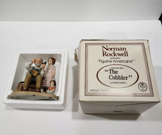 Vintage Norman Rockwell Figurine 1981 "The Cobbler" Made in Korea