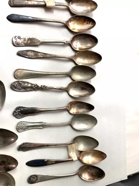 Mixed Lot of 49 Pieces Antique Silver Nickel Forks Knives Spoons EARLY 1900's 3