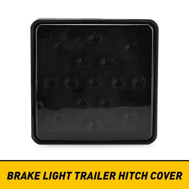 Smoked Lens 15-LED Brake Light Trailer Hitch Cover Fit Towing & Hauling 2" Size