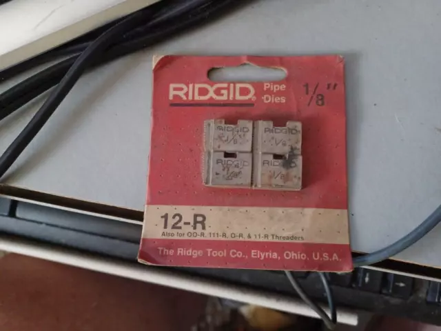New set RIDGID 1/8" NPT 12-R PIPE THREADING DIES O-R 111-R 11-R 00-R 37810 New set RIDGID 1/8" NPT 12-R PIPE THREADING DIES O-R 111-R 11-R 00-R 37810