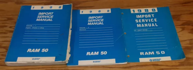 1988 Dodge Ram 50 Truck Shop Service Manual Vol 1 & 2 + Air Conditioning Set