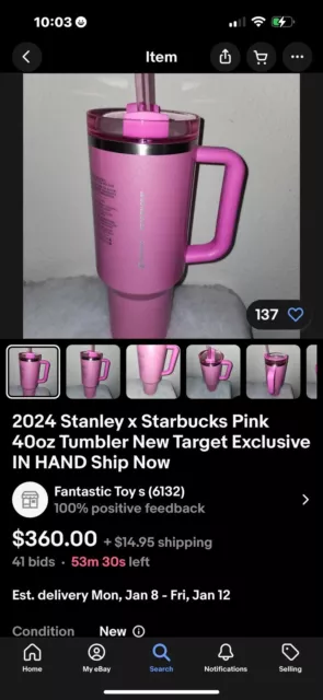 ✨ IN HAND 2024 Starbucks x Stanley Cup Tumbler 40 oz Pink Valentine's Day  Bundle